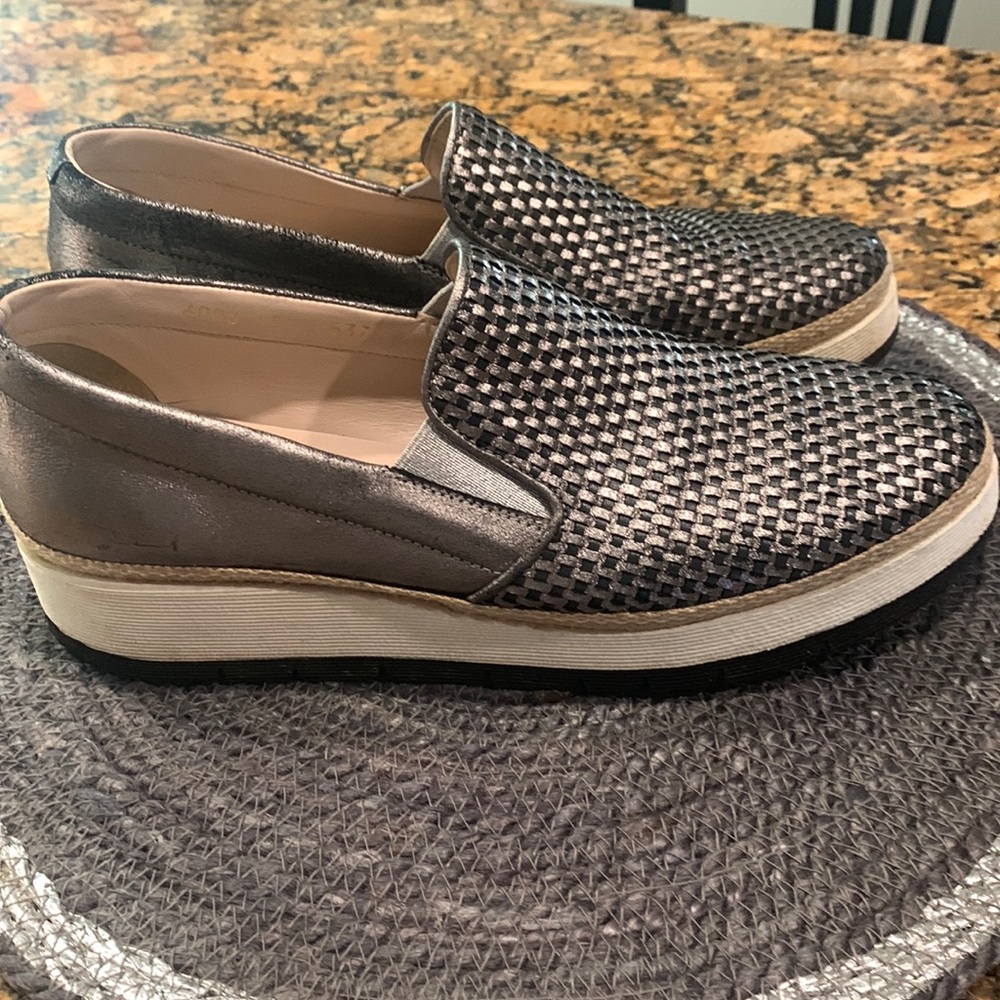 Pons Quintana woven  silver slides loafers